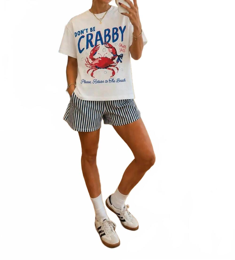 NEW SWEET CLAIRE boyfriend cropped tee in white